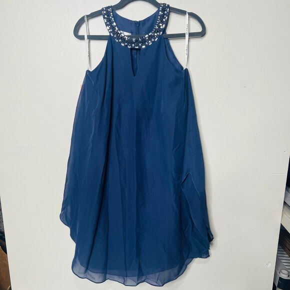 JJ's House Cocktail Dress Sz 12 Stormy Blue NWT! Mother of the Bride Bridesmaid - Picture 1 of 13